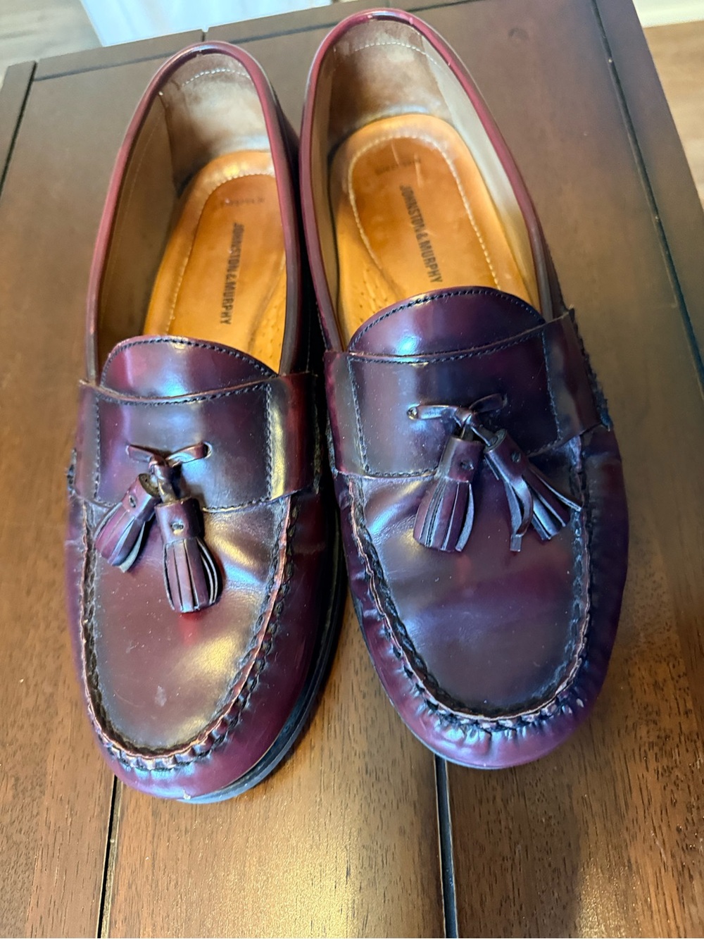 Johnston & Murphy Men's Tassel Loafers in Burgundy